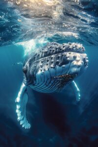 Beautiful Whale Crossing Ocean