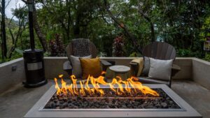 CR Koora Long Gas Fire Pit Chairs Balcony