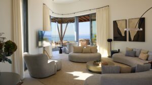 GR Adytum Villas Living Room Sofas Balcony Sea