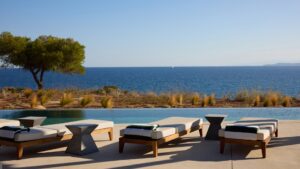GR Adytum Villas Pool Sea View Sunbeds